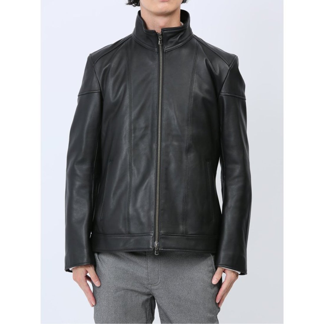 m.f.editorial シープレザー シングルライダースジャケット （黒