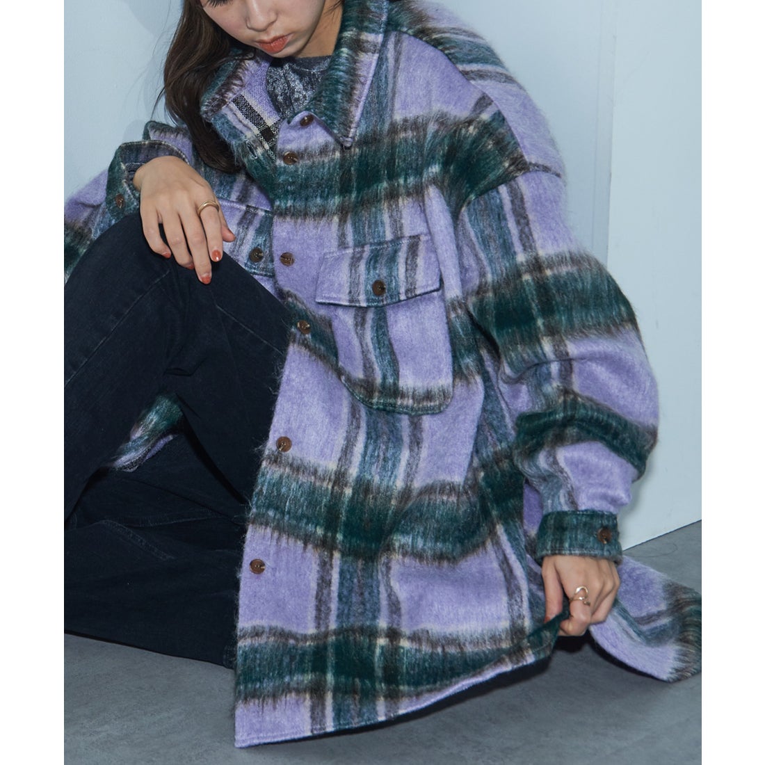 メゾンブリーズレヴール MAISON BREEZE reveur シャギーチェックシャツ