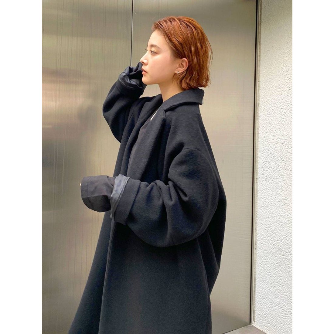 Ungrid ルーズシルエットチェスターコート（ブラック） -ファッション