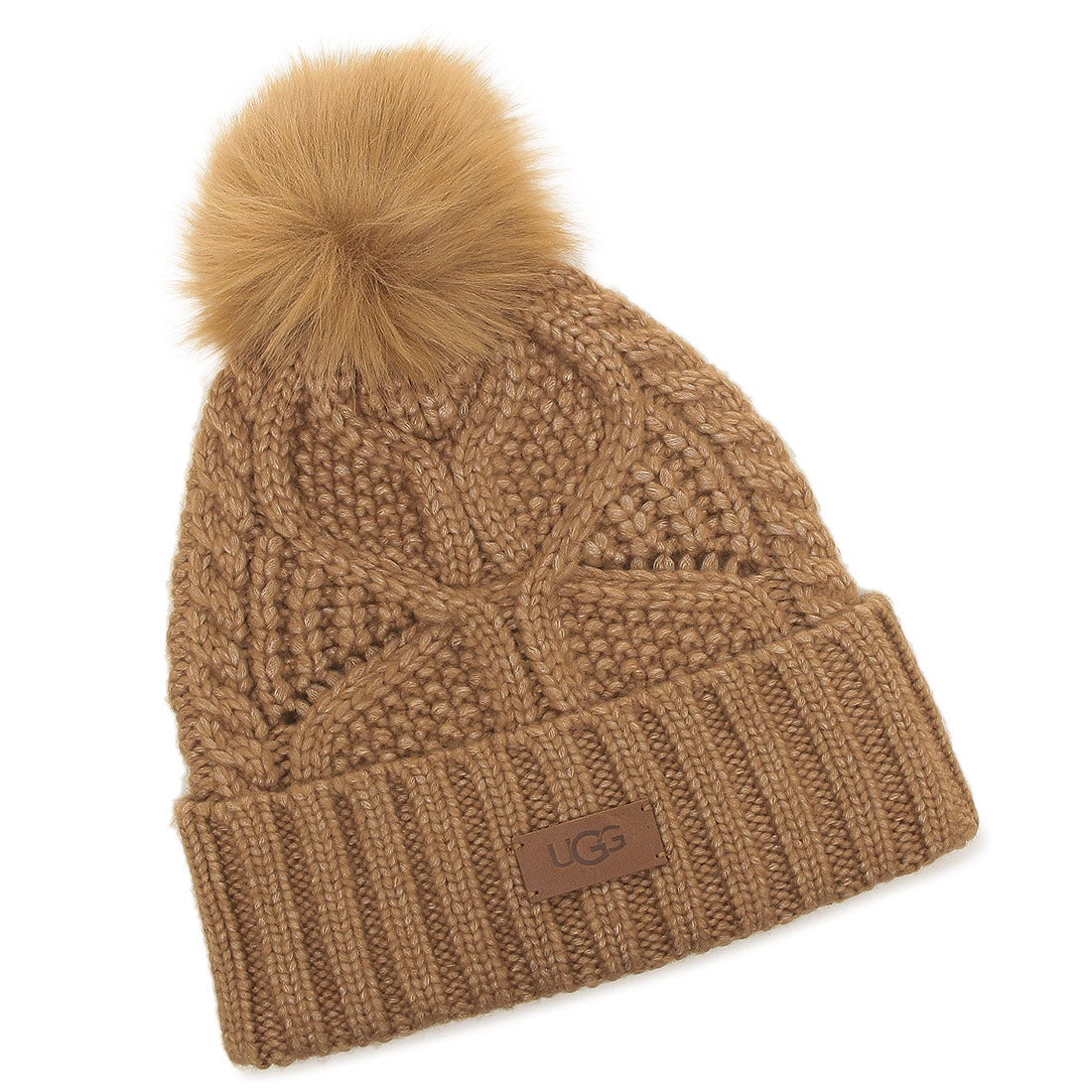 アグ UGG 帽子 ケーブルビーニー ウィズ ポン ベージュ レディース UGG