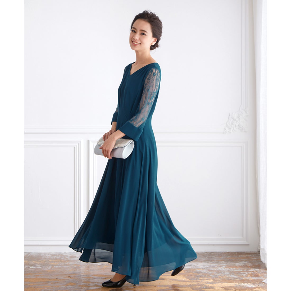 ヴィータフェリーチェ VitaFelice ロング丈七分袖袖レースフィッシュ