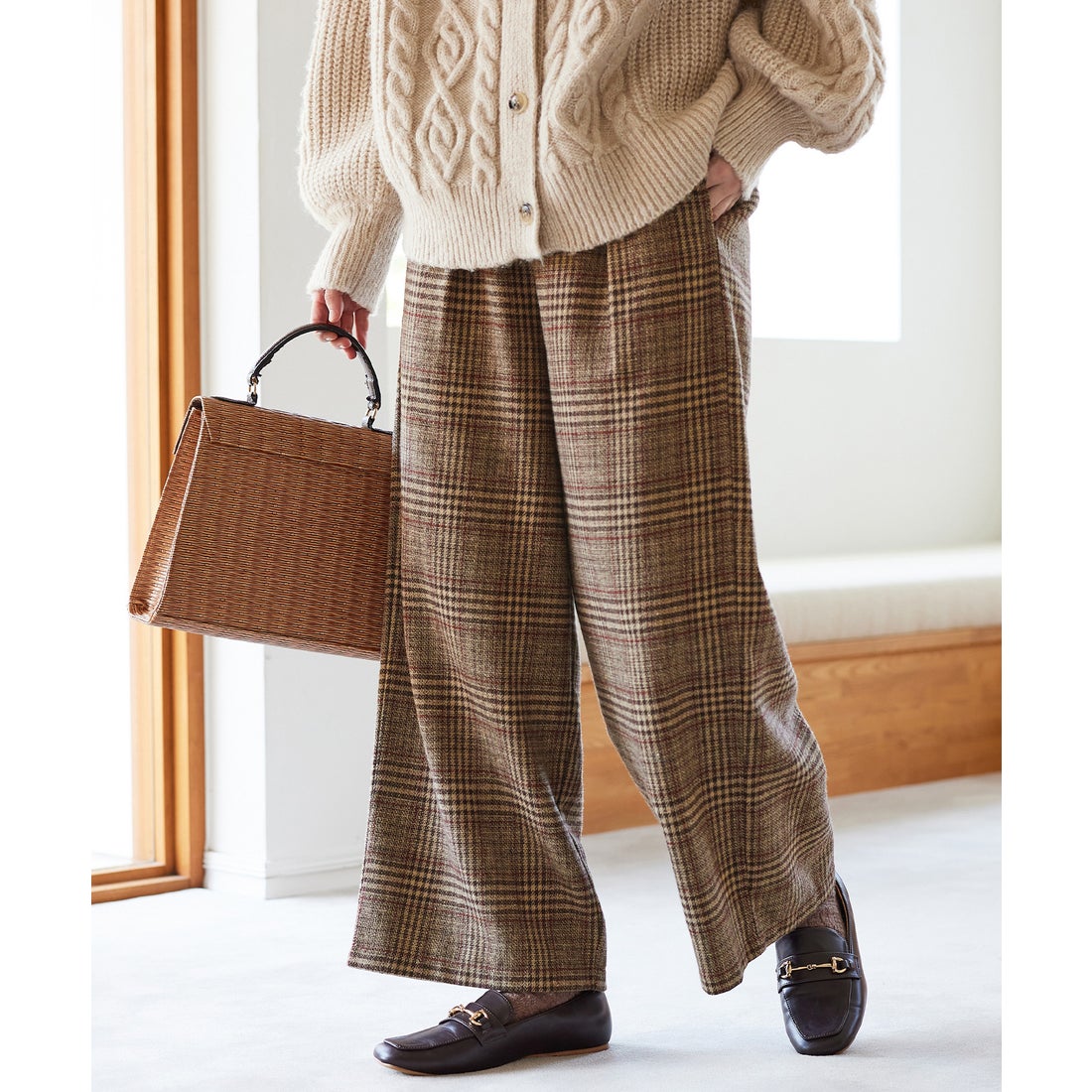 ヴィオラ エ ヴィオラ Viola e Viola ゆるストレートチェックパンツ