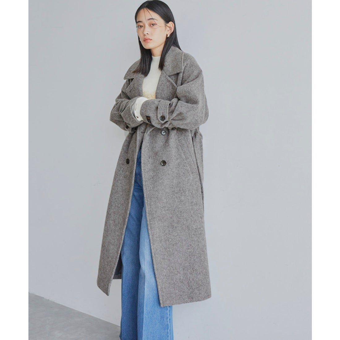 ビス VIS 【JAPAN FABRIC】尾州毛混シャギーロングコート【選べる着丈