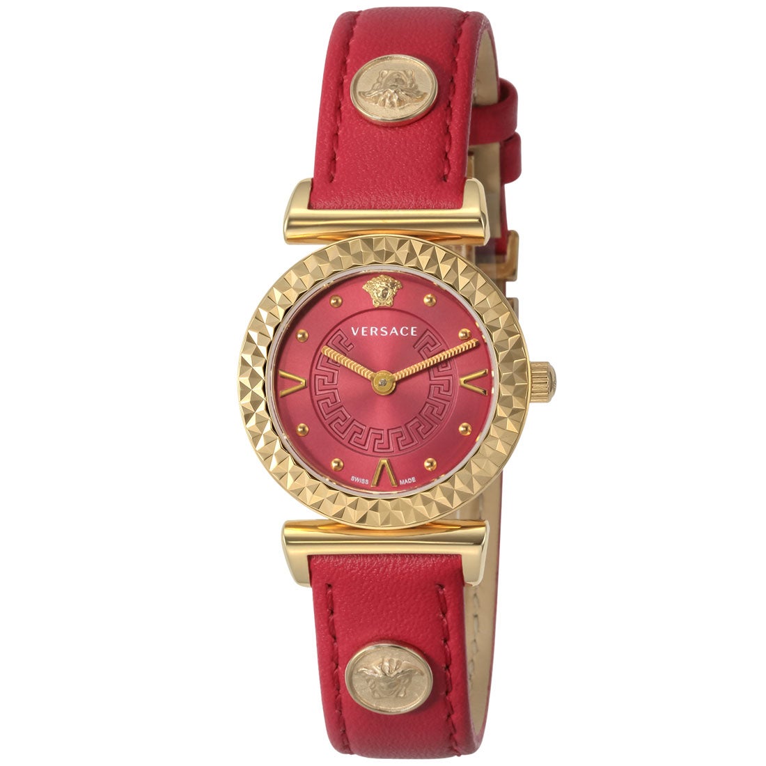ヴェルサーチェ VERSACE ヴァニティ レディース 時計 レッド カーフ革
