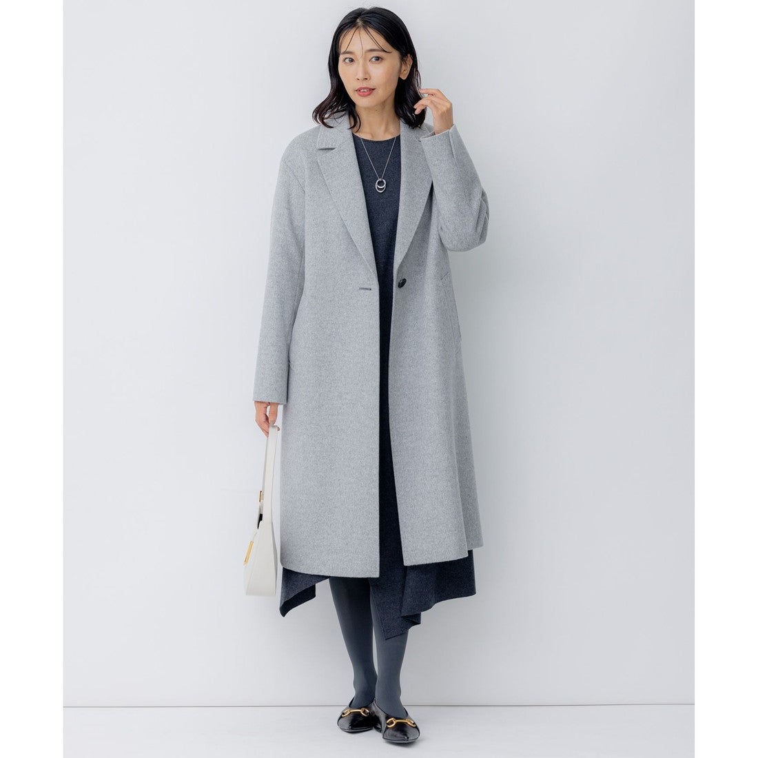 23区 ウールカシミヤビーバー チェスター コート （ライトグレー系