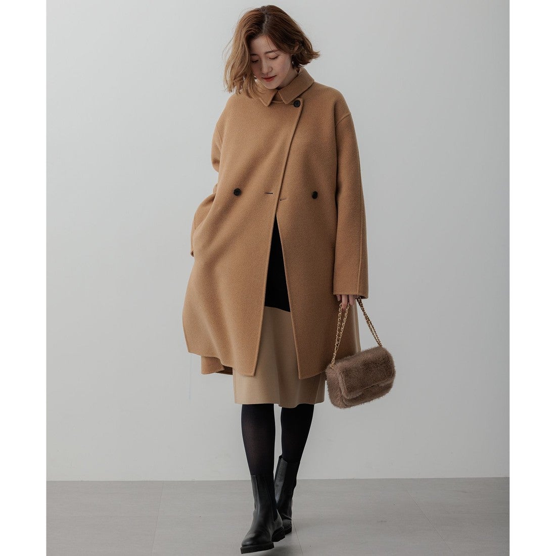 23区（大きいサイズ） MANTECOPure リバーコート （キャメル系） -靴