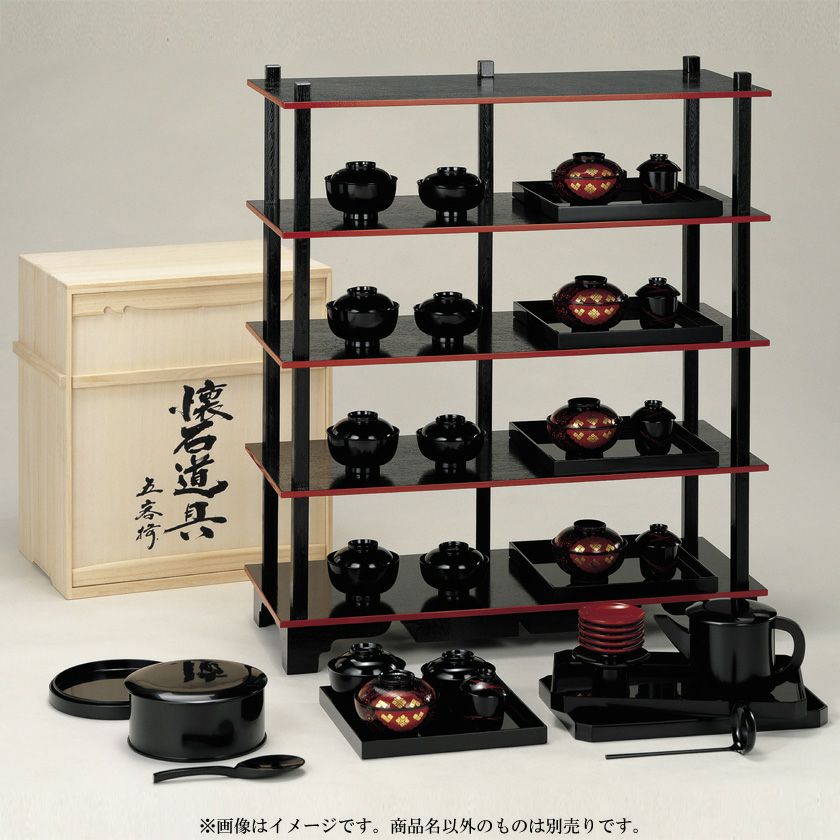 茶道具 懐石道具 五客揃 【琴》茶懐石道具 塗師辻石斎 千筋春秋吸物椀