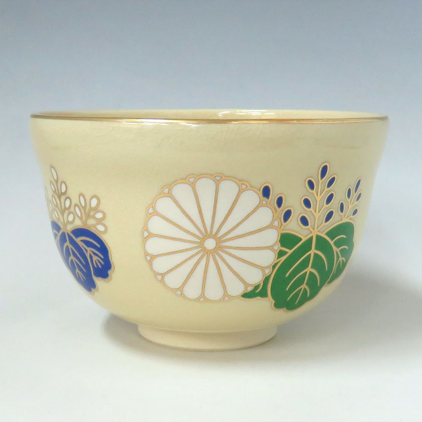 ◇F1156 仁清 菊唐草文 巻物 香炉 巾25cm 茶道具