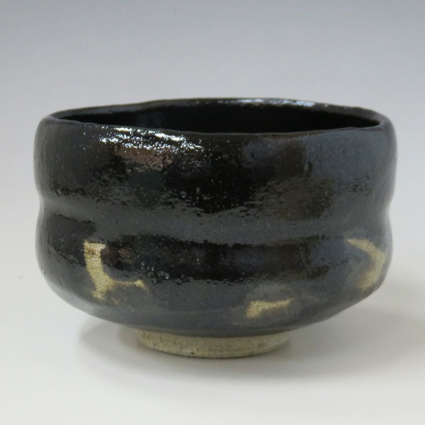 茶道具 楽茶碗（らくちゃわん） 茶碗 黒楽 角印 銘「洗心」(福本積應