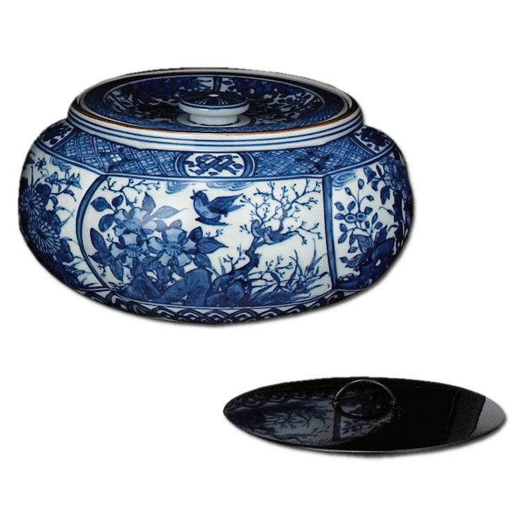 高野昭阿弥 染付祥瑞山水宝尽水指、大徳寺茶杓、 織部蓋置、唐物写