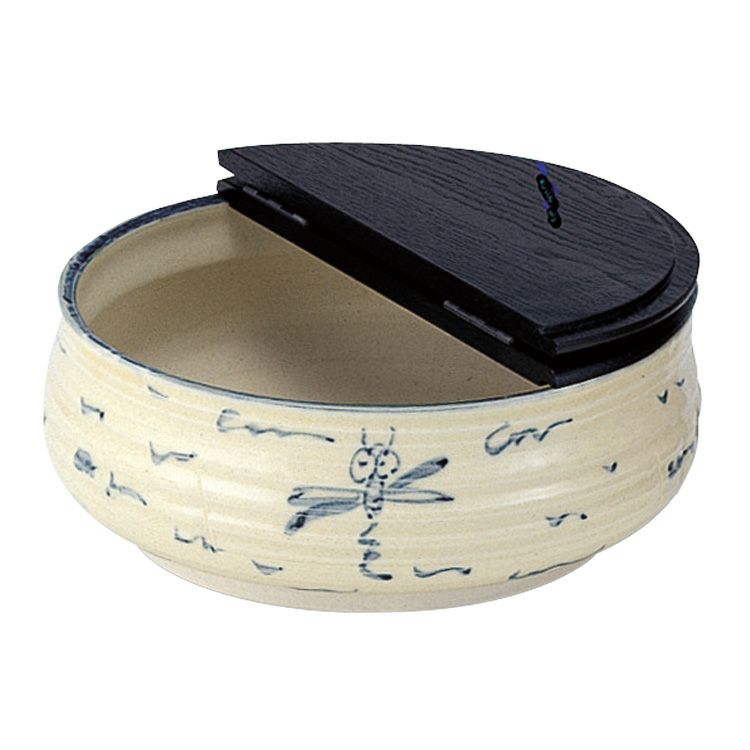 茶道具 水指（水差・みずさし） 平水指 安南トンボ 掻合塗割蓋