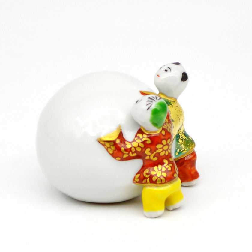 茶道具 蓋置（ふたおき） 蓋置 色絵 雪ダルマ 二閑人 高野昭阿弥