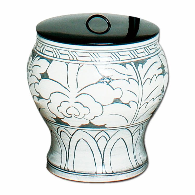 茶道具 水指 掻落 黒石窯