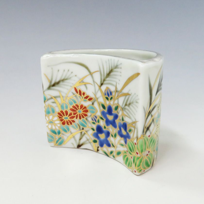 茶道具 蓋置（ふたおき） 蓋置 色絵 秋月 高野昭阿弥