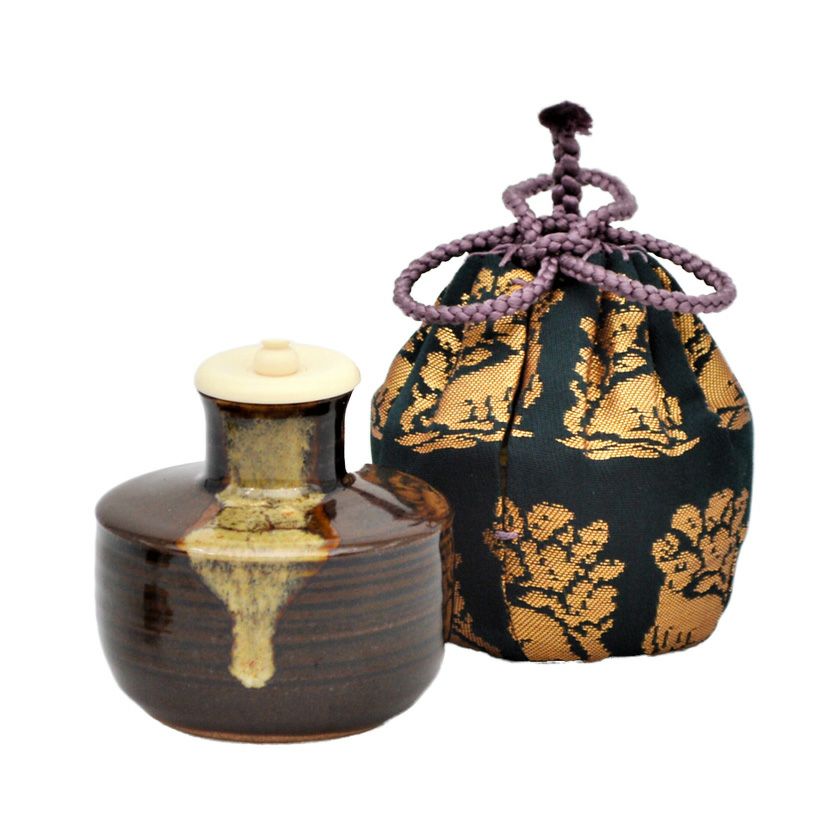 送料込【逢絢亭・新品】茶道具 茶入 京焼 中興名物 玉柏写 仕覆付 陶若