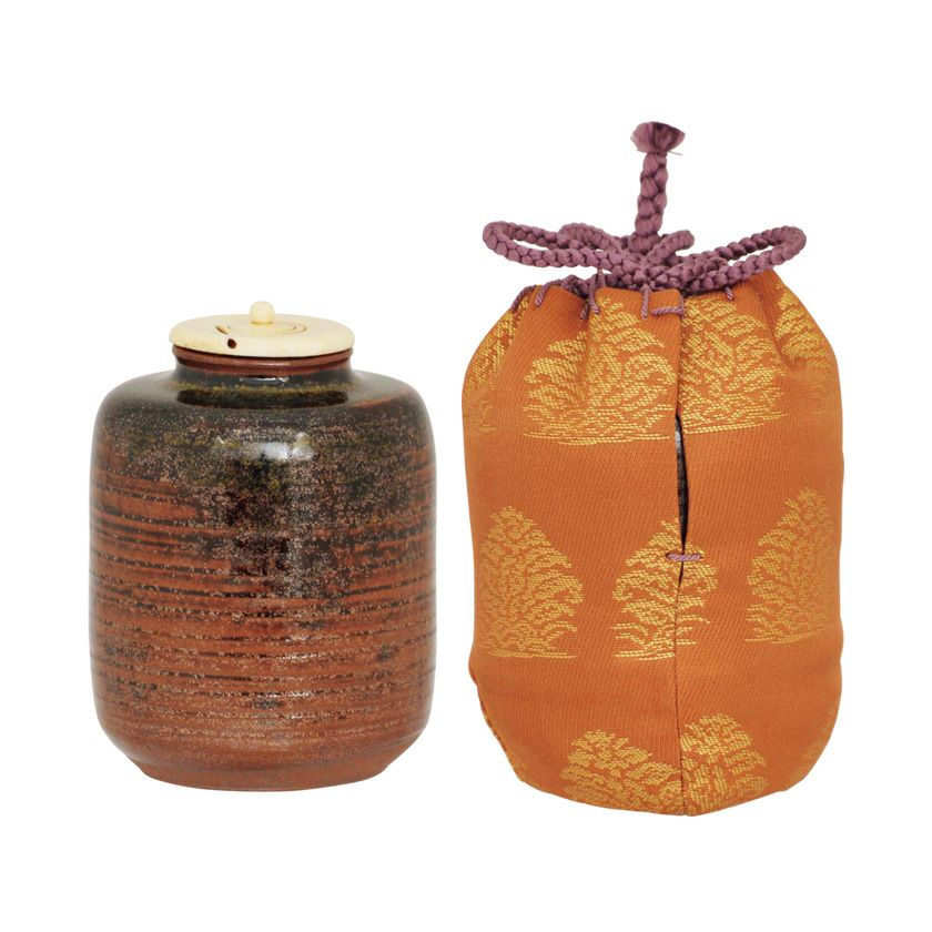 茶道具 瀬戸焼 古瀬戸 肩衝茶入 仕覆付 時代箱 M R6265 【公式通販】