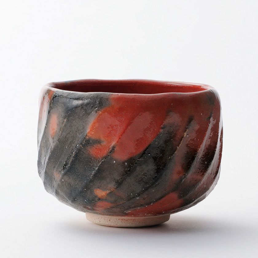 新品未使用品 祥悦 骨董 茶碗 木箱入 11客 黒楽 赤