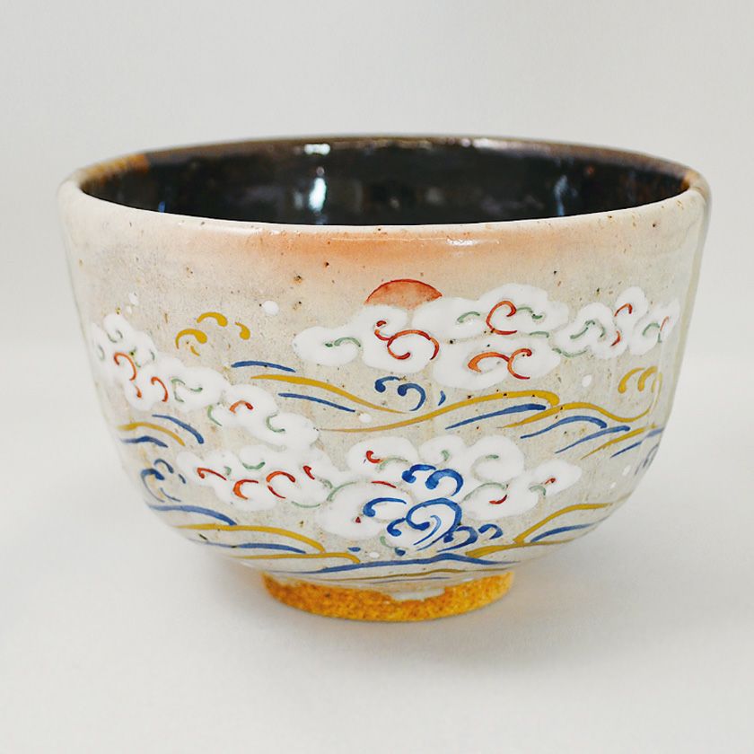 茶道具 抹茶茶碗（まっちゃちゃわん） 色絵掛分茶碗 瑞雲 中村 良二