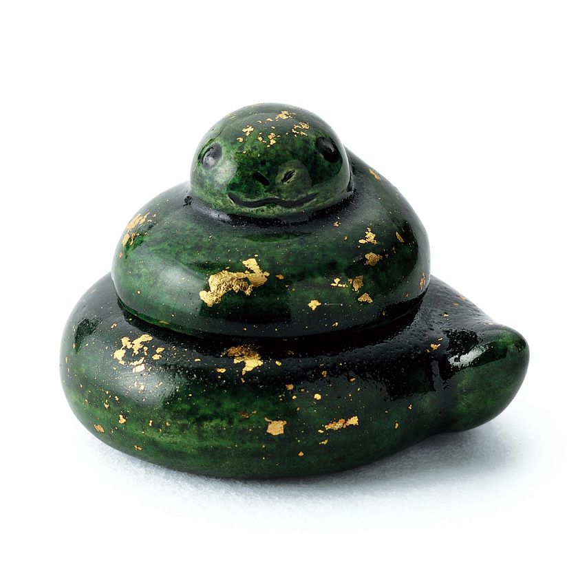 茶道具 香合（こうごう） 干支香合 青楽 巳 吉村 楽入 干支 巳（み、蛇