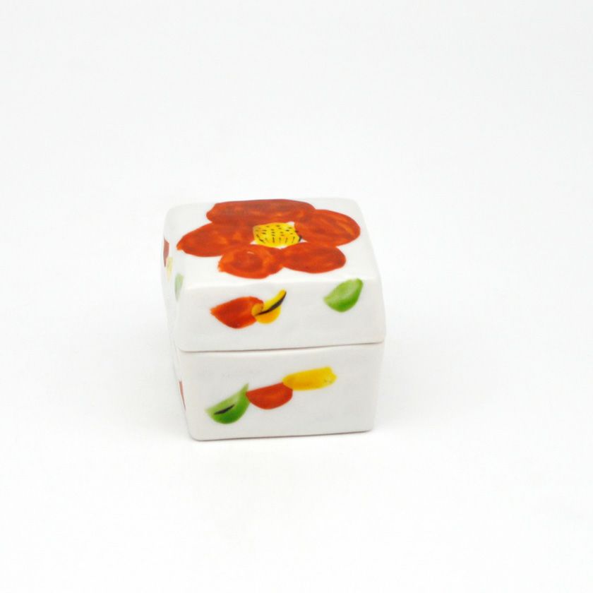 茶道具 香合（こうごう） 香合 四方 赤絵椿 千寿窯 | 千年の香り 千紀園