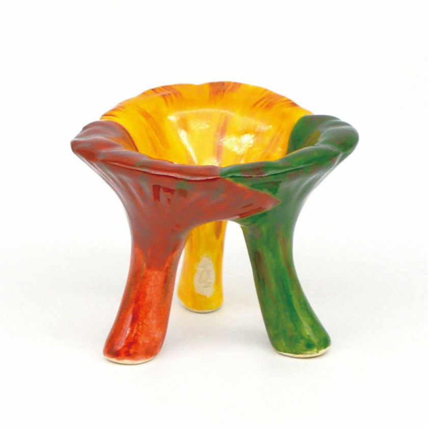 逢絢亭】茶道具 蓋置 京焼 呉須 赤絵 千切蓋置 小峠丹山