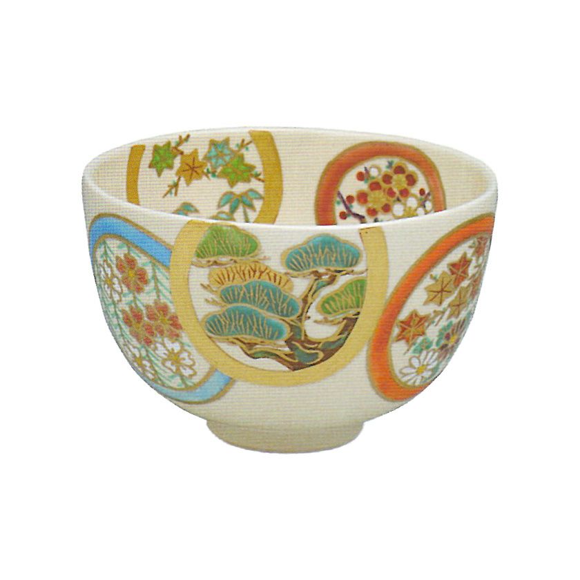 茶道具 抹茶茶碗（まっちゃちゃわん） 色絵 丸紋 茶碗 中村 華峰