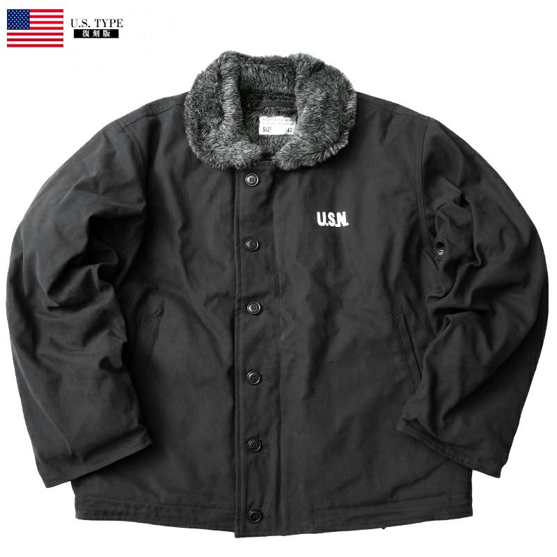米軍タイプ N-1デッキジャケット ブラックファー 新品 JJ105YN メンズ