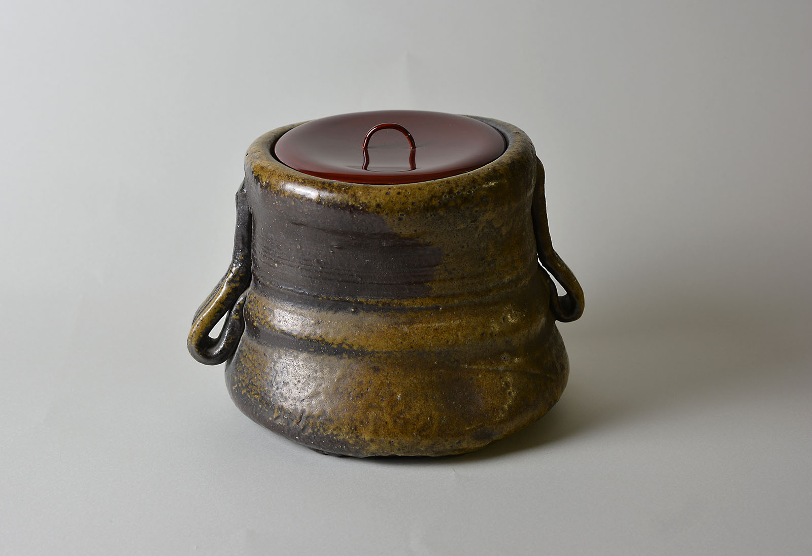 備前焼 耳付き水指 2471 備前焼 夢二窯 正造 耳付重餅水