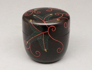 茶道具】池瑞秀斎作 大棗 華甲記念 而妙斎好写若竹蒔絵