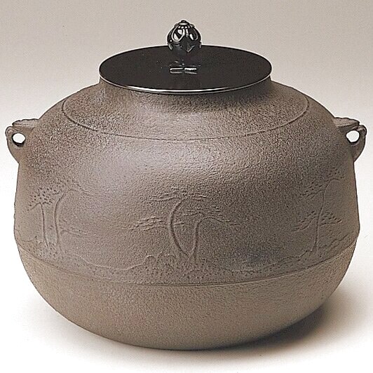 通販販売【茶道具】 真形釜 羽落 浜松地紋 *菊地政光* 風炉用