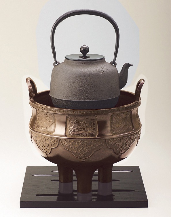 通販【茶道具】 唐銅 瓶掛 麟凰亀龍 4点揃 *菊地政光* 古手色*手炙