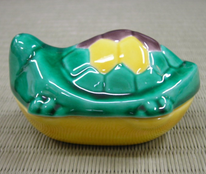 通販販売【茶道具】 形物香合 交趾 中亀 *手塚祥堂* 番付*東・前頭5枚