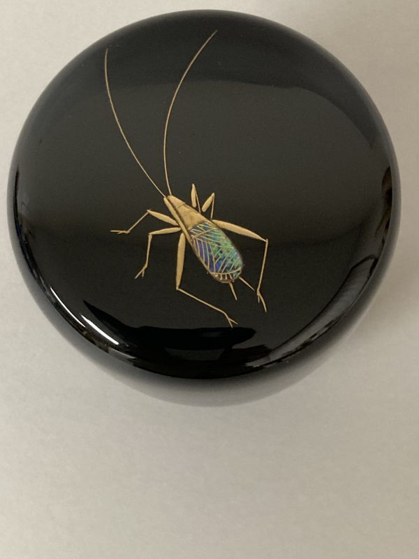 現品限り】 鈴虫蒔絵 黒中棗 *田中修*