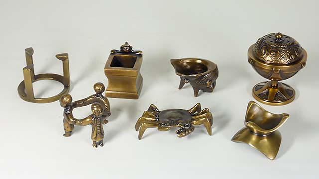 茶道具】 唐銅 七種蓋置 揃 *麻生 雄芳*