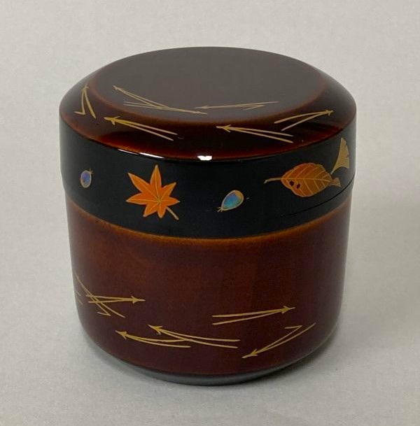 茶道具】【現品限り】 吹き寄せ蒔絵 溜塗 吹雪 *田中宗凌* 吹雪*茶器