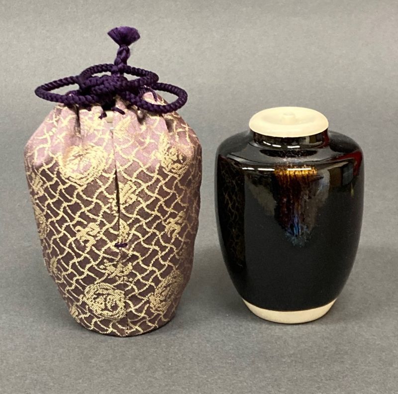 茶道具】肩衝 茶入 （名物裂正絹仕服 蓋：ラクト蓋） ※仕服はおまかせ