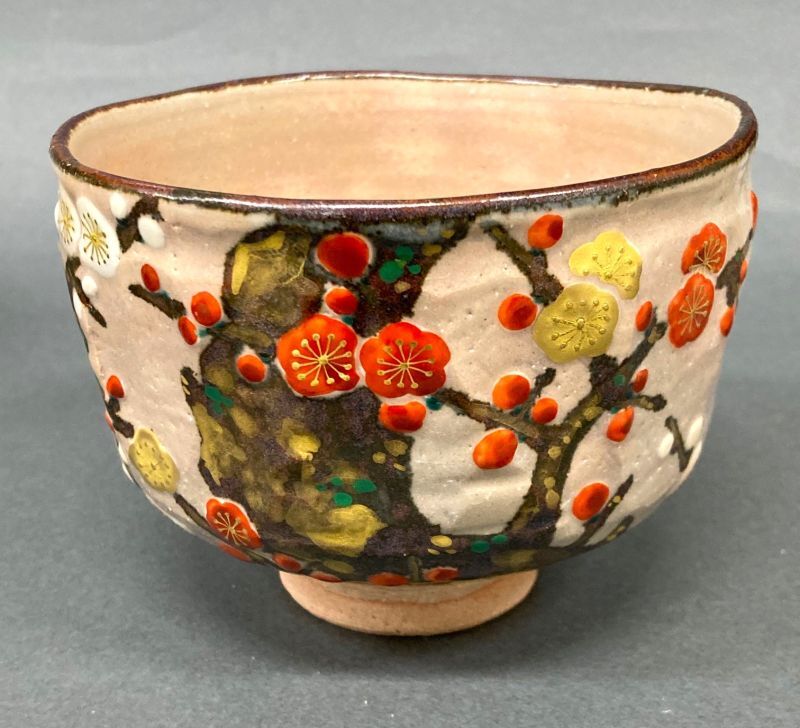 通販販売【茶道具】 茶碗 色絵 梅ノ絵 *田中方円* 茶道道具