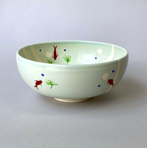 入荷待ち】色絵 メダカ図 馬盥茶碗 *八木海峰*