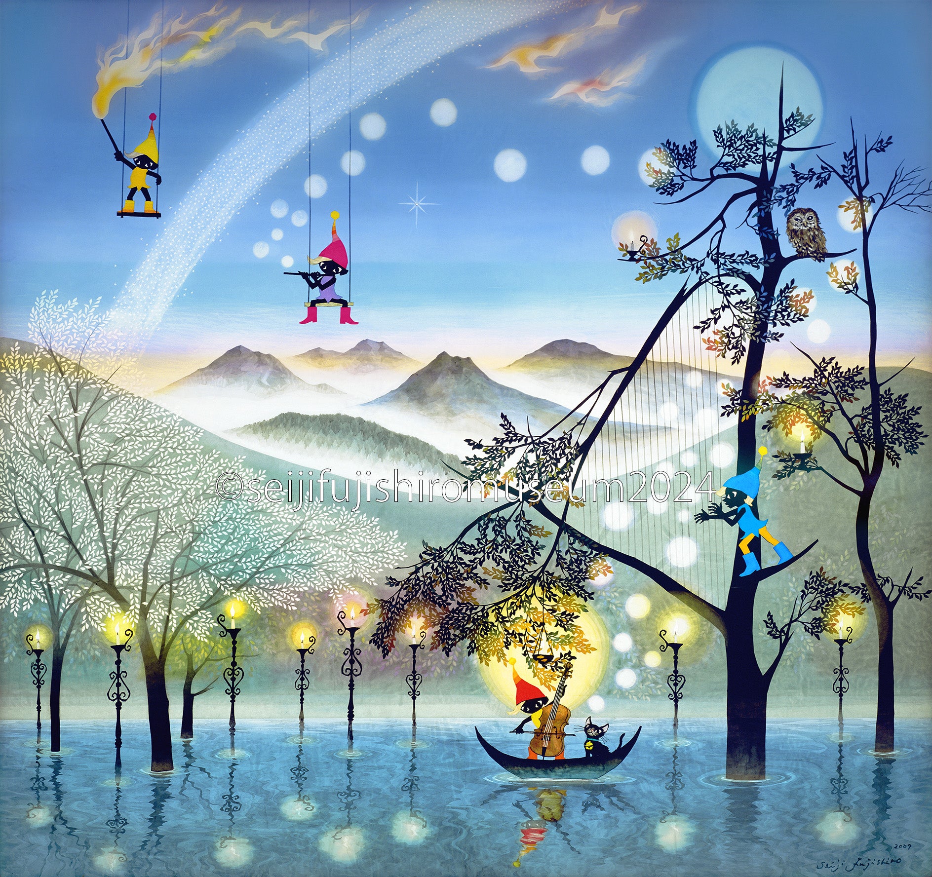 藤城清治 【日本の愛唱歌 11月 冬景色】 レフグラフ 認定書有り 藤城