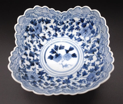 ☆ 九谷長左 山本長左 染付大皿 ☆ 九谷長左 山本長左 染付大皿