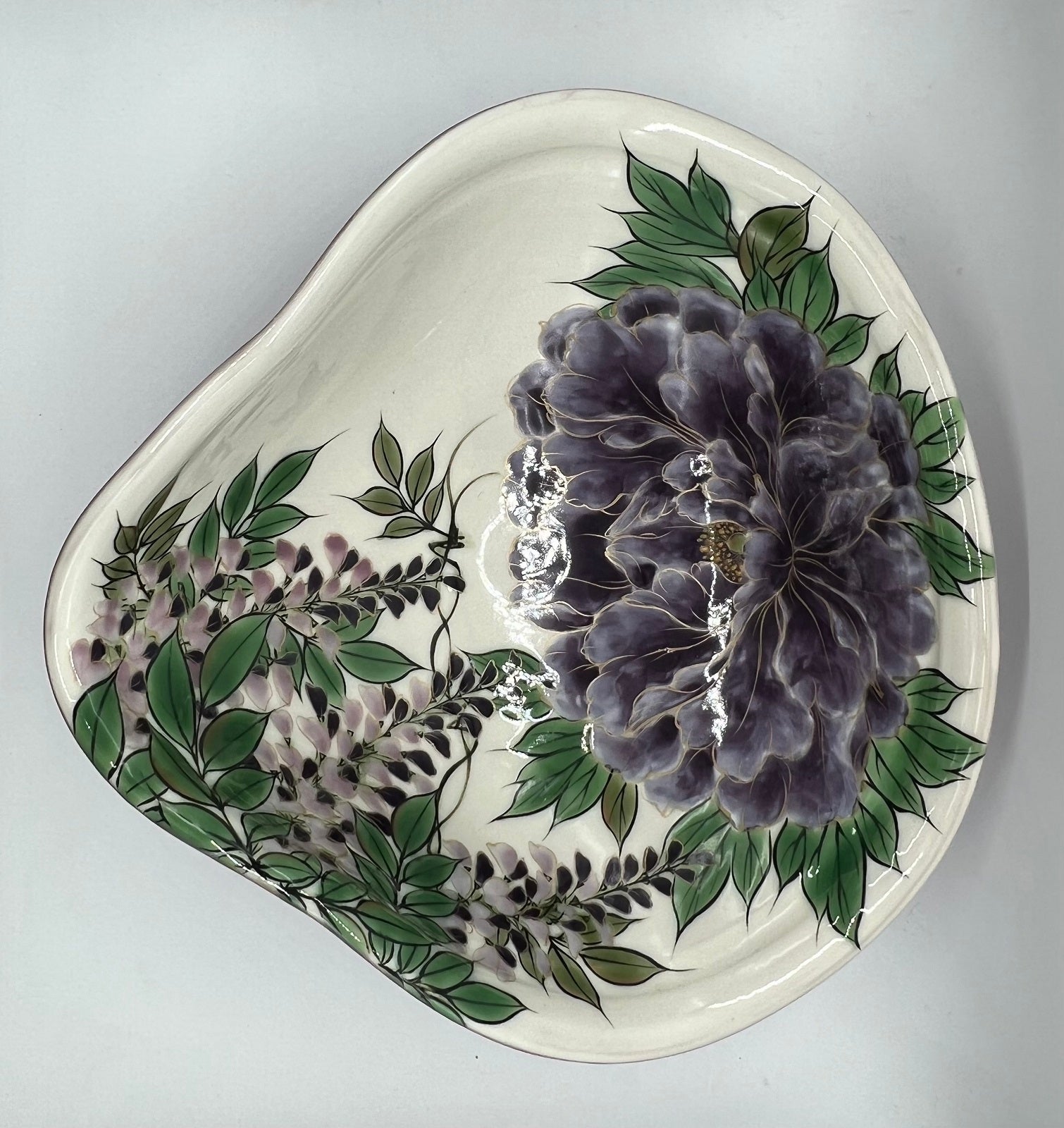 京焼・清水焼 土渕陶あん(陶あん窯) 白掛紫草花八.五寸鉢 – SEIKADO