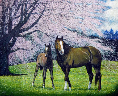 上鈴木正一 油彩画 S.M『 浅草にて 』新作原画 超オススメの細密画です