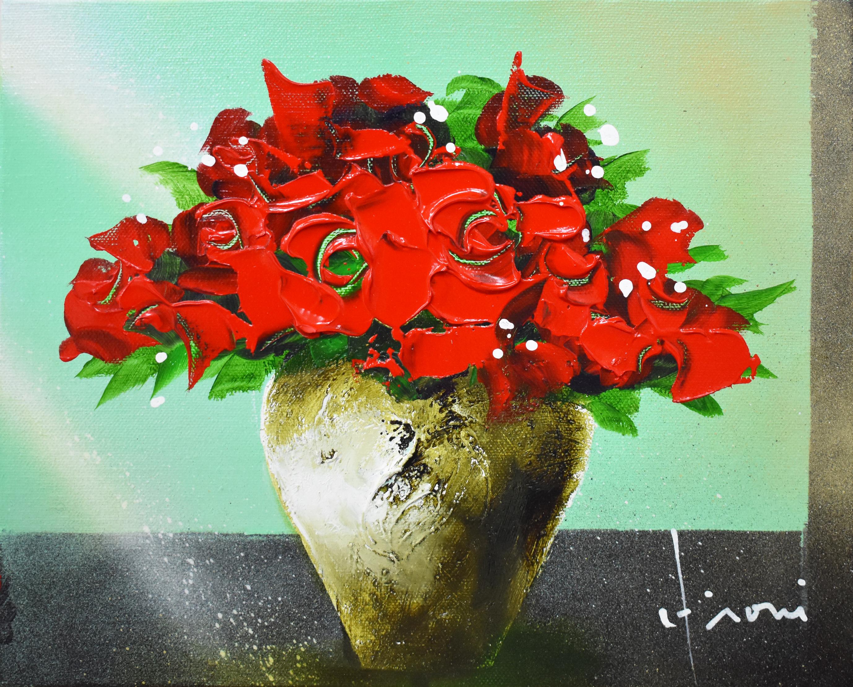 洋画家立川広己パープルシャワー油絵静物画