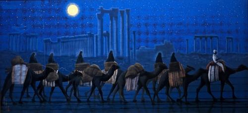 版画 「月光砂漠らくだ行」 | ｜正光画廊