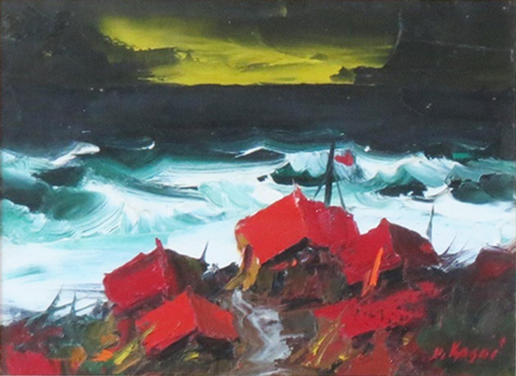 葛西四雄 北の海 真作 油彩画 絵画 油彩6号 葛西四