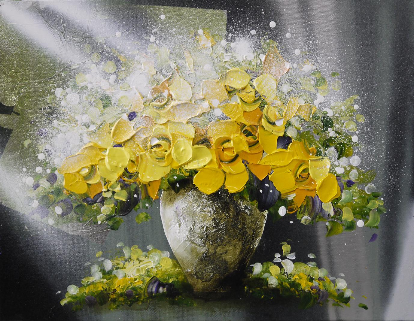 油彩画『黄花』立川広己 幸せの黄花 | ｜正光画廊