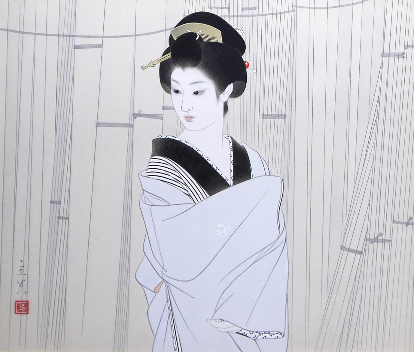 志村立美「舞妓(Ⅰ)」シルクスクリーン刷り込みサイン・落款・作品証明