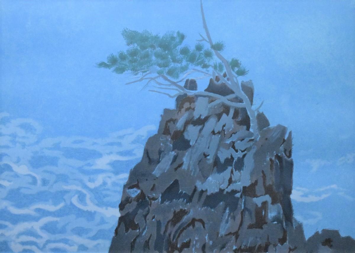 水仙」 岩絵の具 日本画 額入り】東山魁夷の流派 水仙」 岩絵の具 日本