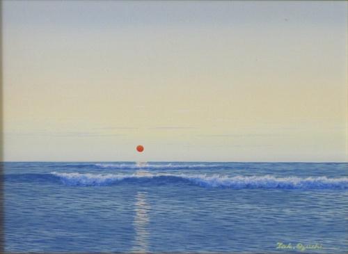 絵画イタリアコッリチェッラ海岸の夜明け