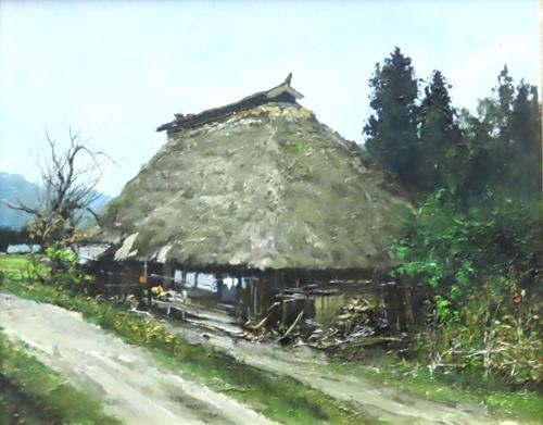 絵画、アクリル画、F6号、早秋の五箇山白川郷 佐原聖春 絵画、アクリル